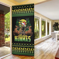 Merry Hunmas Door Cover Hunter Deer Santa Hat - Wonder Print Shop