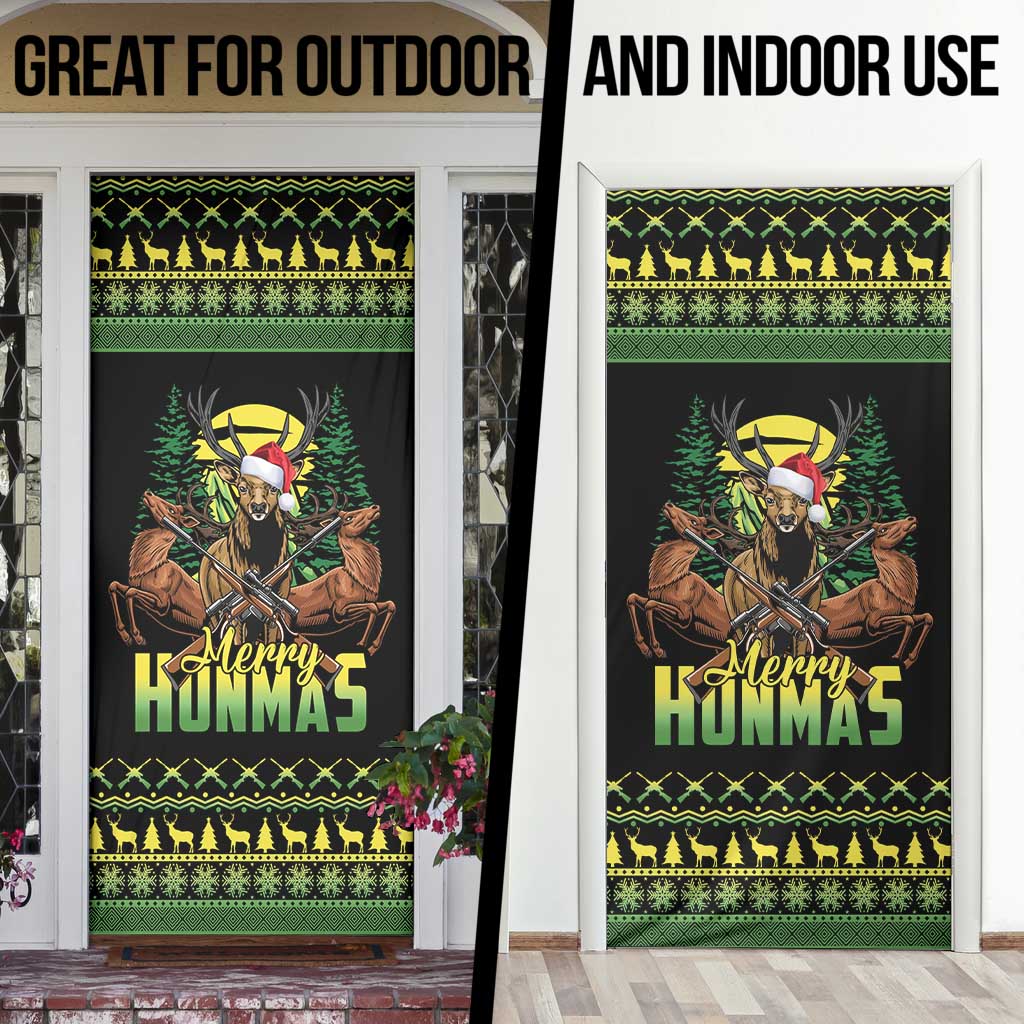 Merry Hunmas Door Cover Hunter Deer Santa Hat - Wonder Print Shop