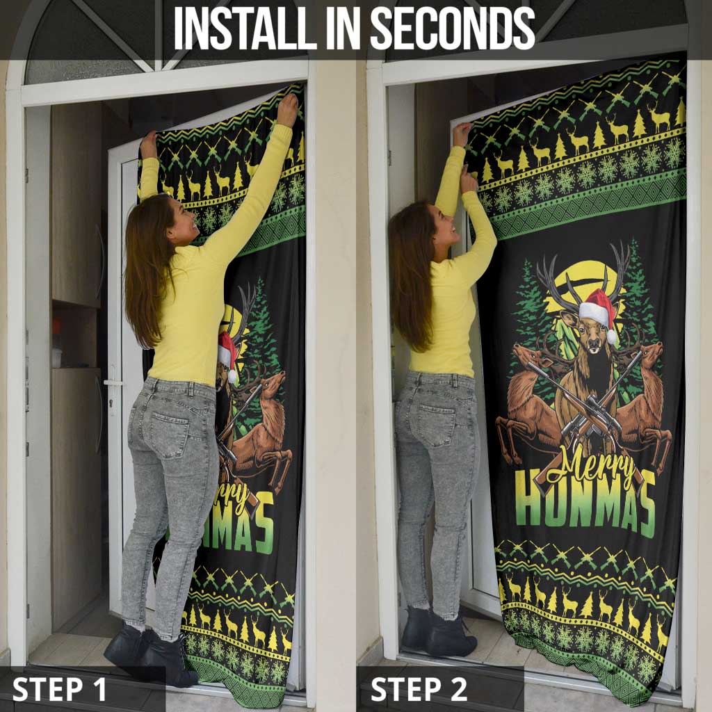 Merry Hunmas Door Cover Hunter Deer Santa Hat - Wonder Print Shop
