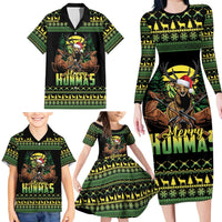 Merry Hunmas Family Matching Long Sleeve Bodycon Dress and Hawaiian Shirt Hunter Deer Santa Hat - Wonder Print Shop