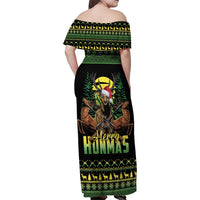 Merry Hunmas Family Matching Off Shoulder Maxi Dress and Hawaiian Shirt Hunter Deer Santa Hat - Wonder Print Shop