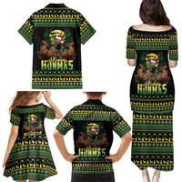 Merry Hunmas Family Matching Puletasi and Hawaiian Shirt Hunter Deer Santa Hat - Wonder Print Shop