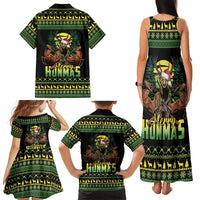 Merry Hunmas Family Matching Tank Maxi Dress and Hawaiian Shirt Hunter Deer Santa Hat - Wonder Print Shop
