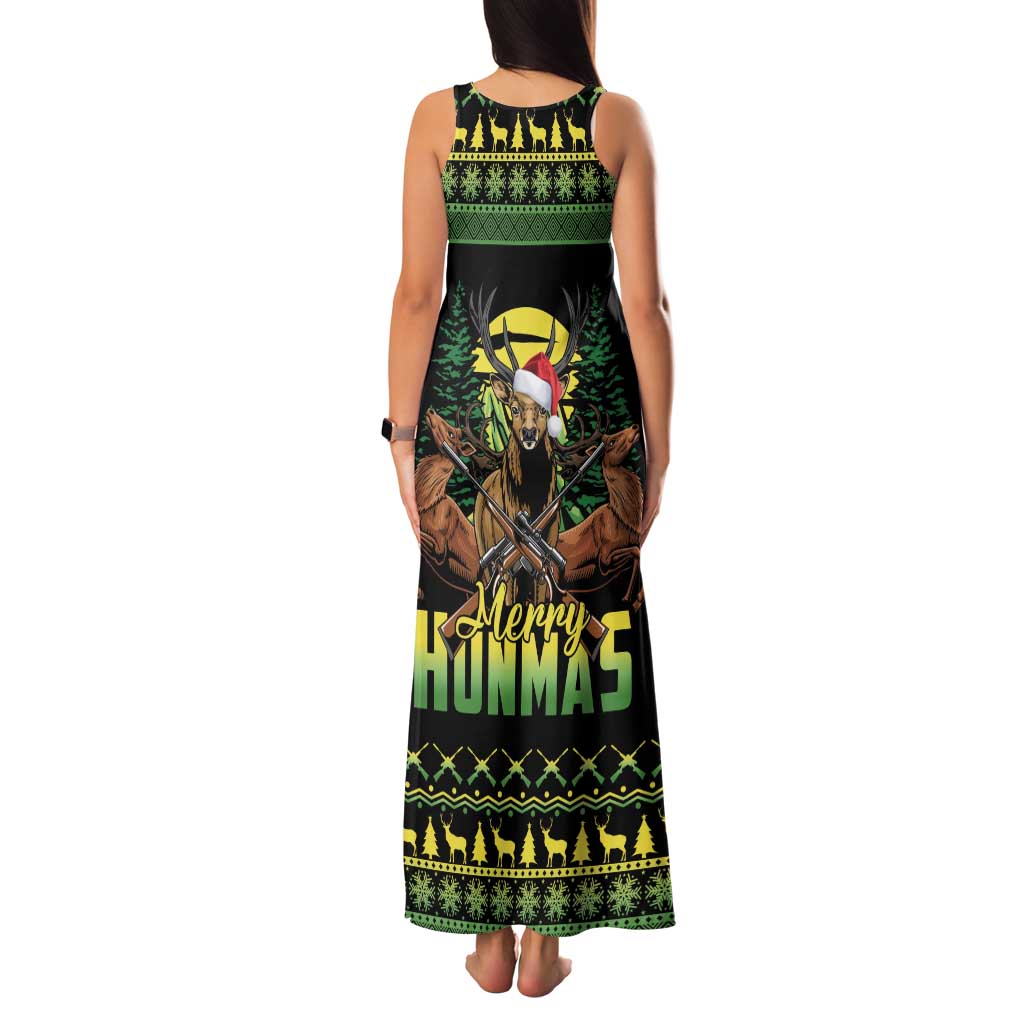 Merry Hunmas Family Matching Tank Maxi Dress and Hawaiian Shirt Hunter Deer Santa Hat - Wonder Print Shop