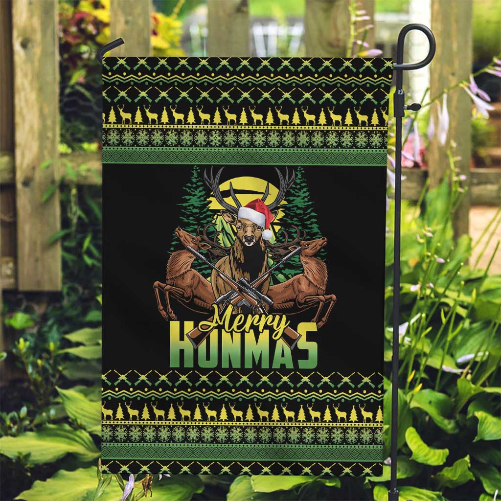 Merry Hunmas Garden Flag Hunter Deer Santa Hat - Wonder Print Shop