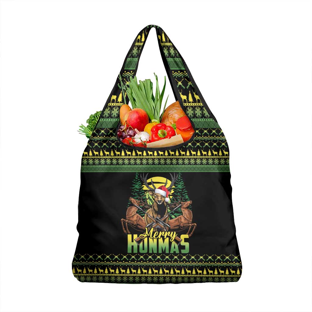 Merry Hunmas Grocery Bag Hunter Deer Santa Hat - Wonder Print Shop