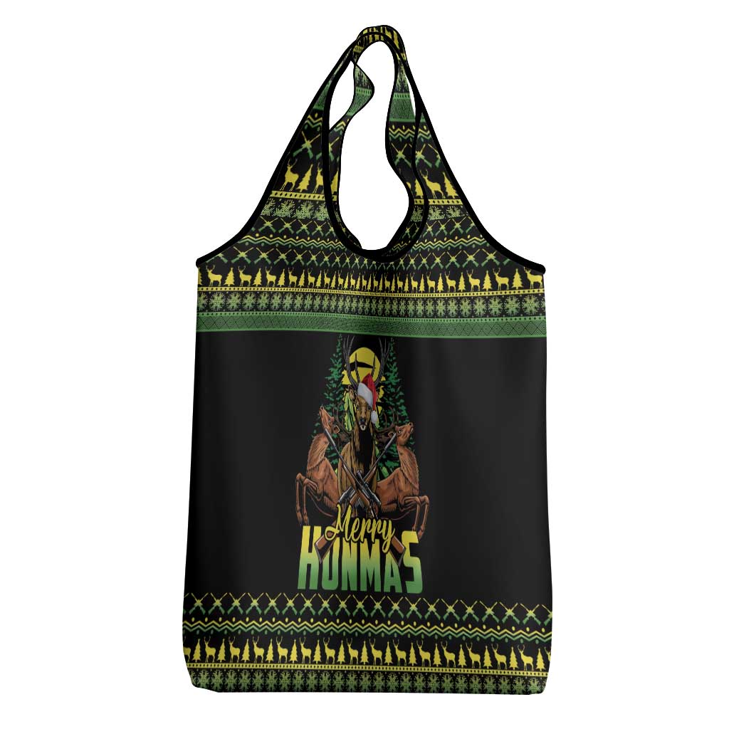 Merry Hunmas Grocery Bag Hunter Deer Santa Hat - Wonder Print Shop