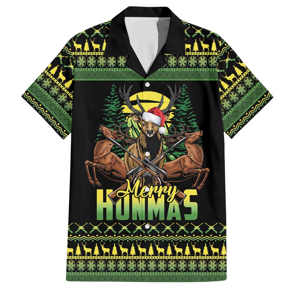 Merry Hunmas Hawaiian Shirt Hunter Deer Santa Hat - Wonder Print Shop