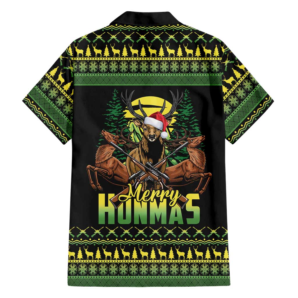 Merry Hunmas Hawaiian Shirt Hunter Deer Santa Hat - Wonder Print Shop