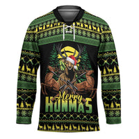 Merry Hunmas Hockey Jersey Hunter Deer Santa Hat - Wonder Print Shop