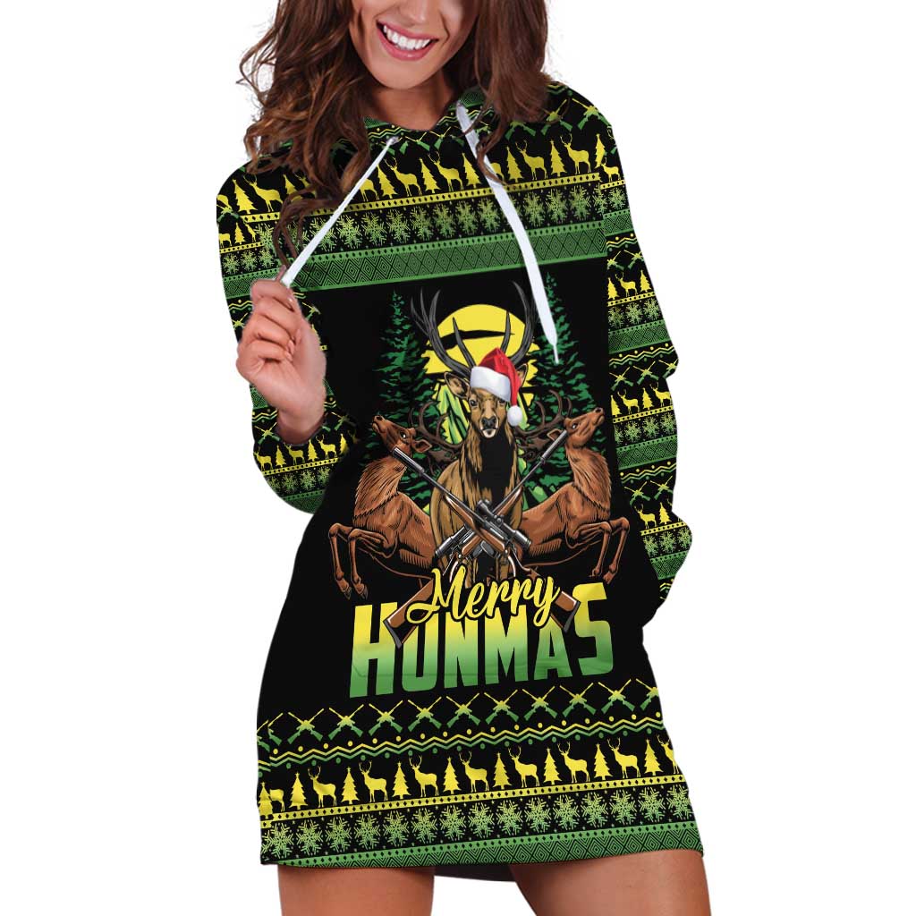 Merry Hunmas Hoodie Dress Hunter Deer Santa Hat - Wonder Print Shop