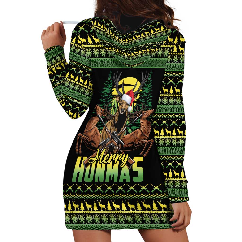 Merry Hunmas Hoodie Dress Hunter Deer Santa Hat - Wonder Print Shop