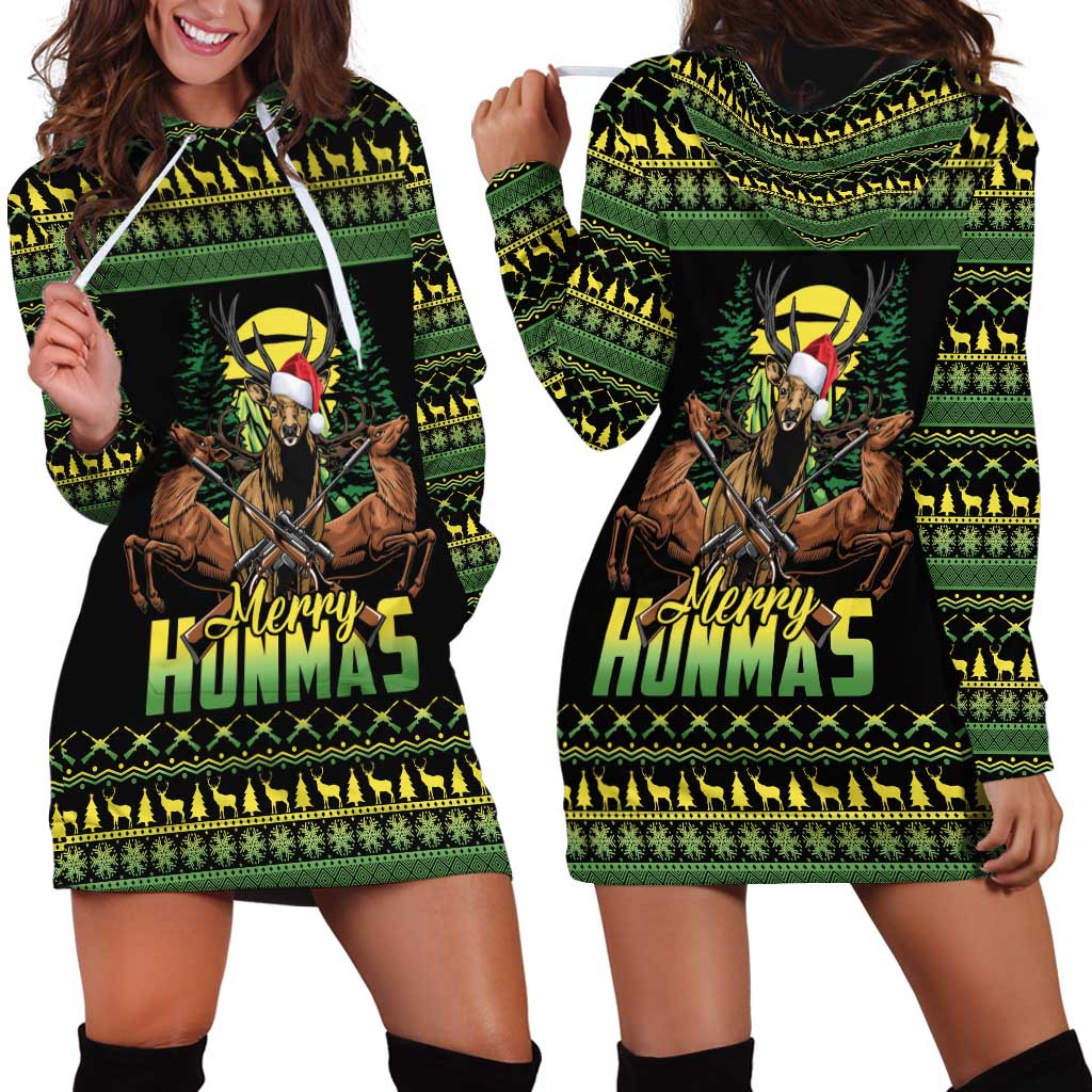 Merry Hunmas Hoodie Dress Hunter Deer Santa Hat - Wonder Print Shop