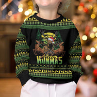 Merry Hunmas Kid Ugly Christmas Sweater Hunter Deer Santa Hat - Wonder Print Shop