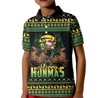 Merry Hunmas Kid Polo Shirt Hunter Deer Santa Hat - Wonder Print Shop
