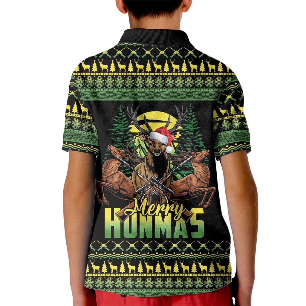 Merry Hunmas Kid Polo Shirt Hunter Deer Santa Hat - Wonder Print Shop