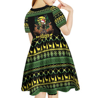 Merry Hunmas Kid Short Sleeve Dress Hunter Deer Santa Hat - Wonder Print Shop