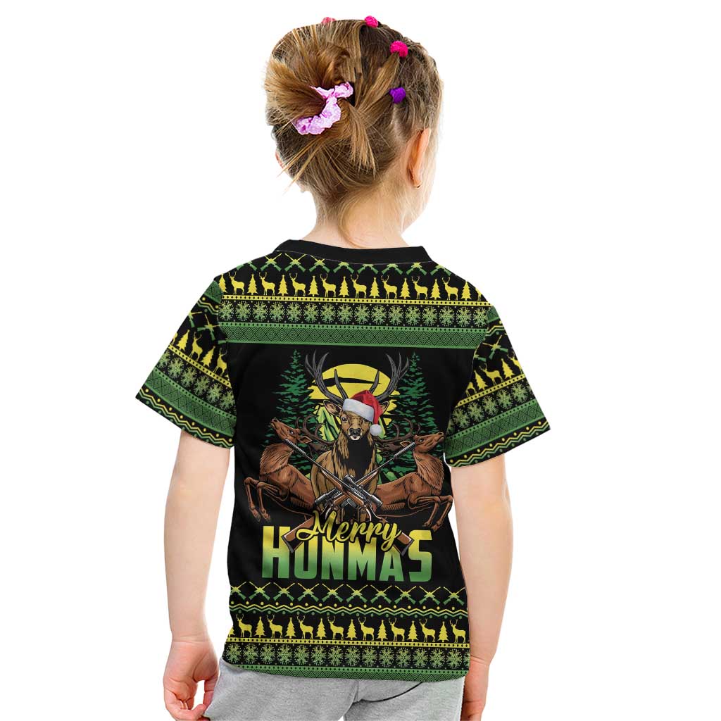 Merry Hunmas Kid T Shirt Hunter Deer Santa Hat - Wonder Print Shop