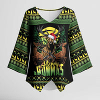 Merry Hunmas Kimono Sleeve Blouse Hunter Deer Santa Hat - Wonder Print Shop