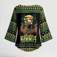 Merry Hunmas Kimono Sleeve Blouse Hunter Deer Santa Hat - Wonder Print Shop