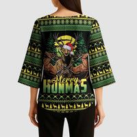Merry Hunmas Kimono Sleeve Blouse Hunter Deer Santa Hat - Wonder Print Shop
