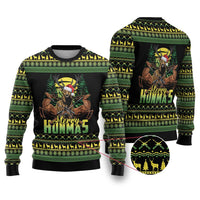 Merry Hunmas Ugly Christmas Sweater Hunter Deer Santa Hat - Wonder Print Shop