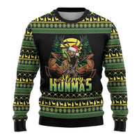 Merry Hunmas Ugly Christmas Sweater Hunter Deer Santa Hat - Wonder Print Shop