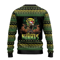 Merry Hunmas Ugly Christmas Sweater Hunter Deer Santa Hat - Wonder Print Shop