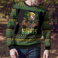 Merry Hunmas Ugly Christmas Sweater Hunter Deer Santa Hat - Wonder Print Shop