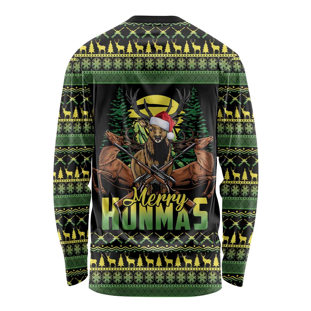 Merry Hunmas Long Sleeve Shirt Hunter Deer Santa Hat - Wonder Print Shop
