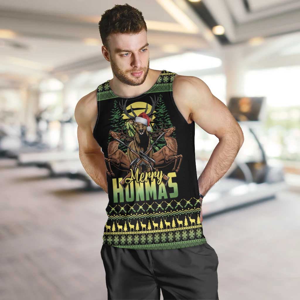 Merry Hunmas Men Tank Top Hunter Deer Santa Hat - Wonder Print Shop