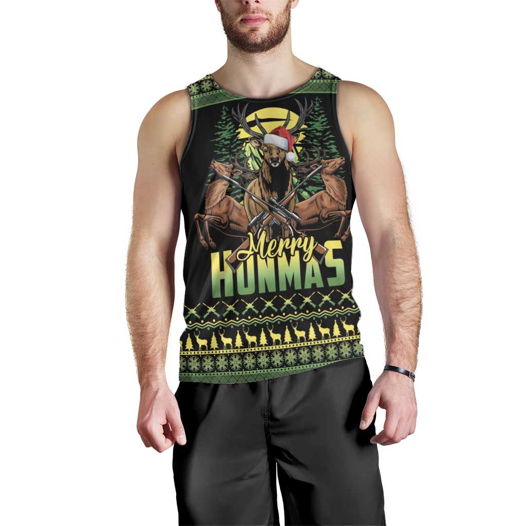 Merry Hunmas Men Tank Top Hunter Deer Santa Hat - Wonder Print Shop