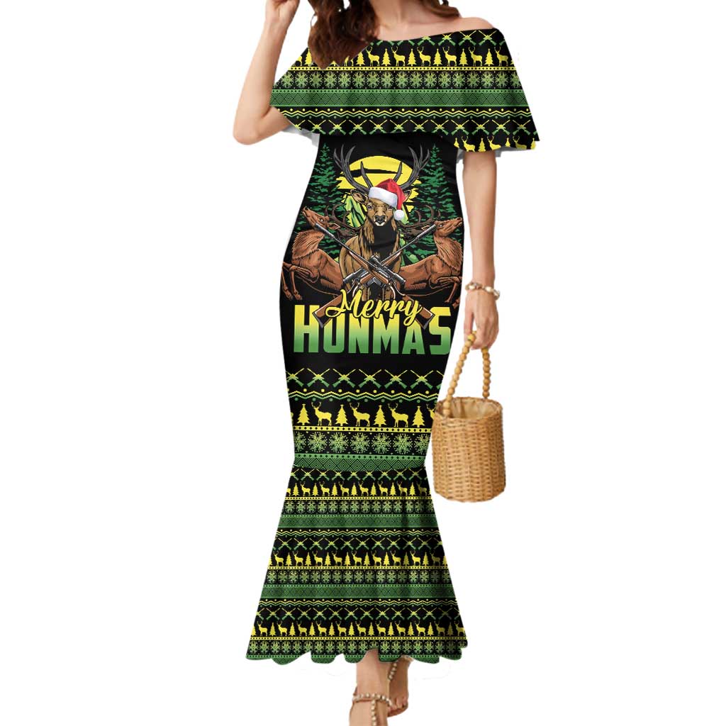 Merry Hunmas Mermaid Dress Hunter Deer Santa Hat - Wonder Print Shop