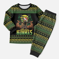 Merry Hunmas Christmas Pajama Set Hunter Deer Santa Hat - Wonder Print Shop