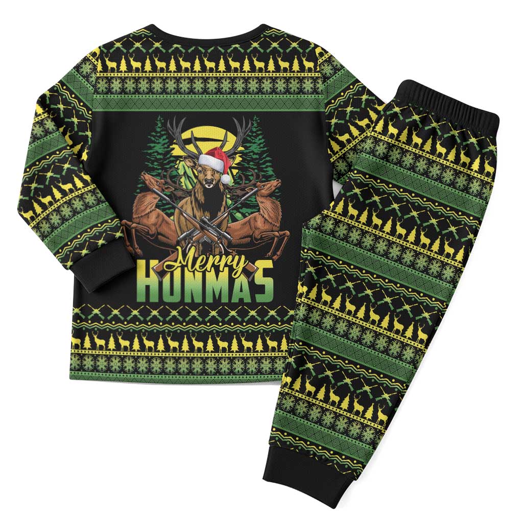 Merry Hunmas Christmas Pajama Set Hunter Deer Santa Hat - Wonder Print Shop