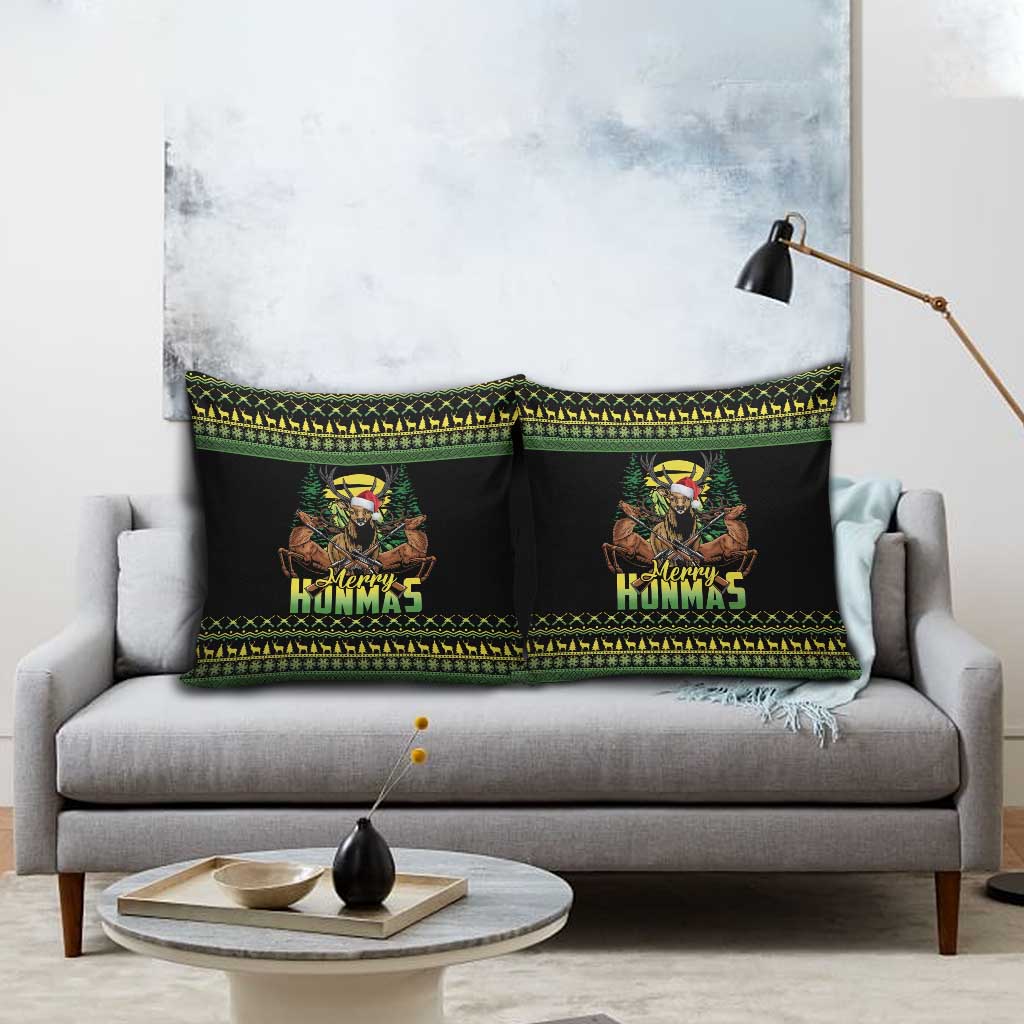 Merry Hunmas Pillow Cover Hunter Deer Santa Hat - Wonder Print Shop
