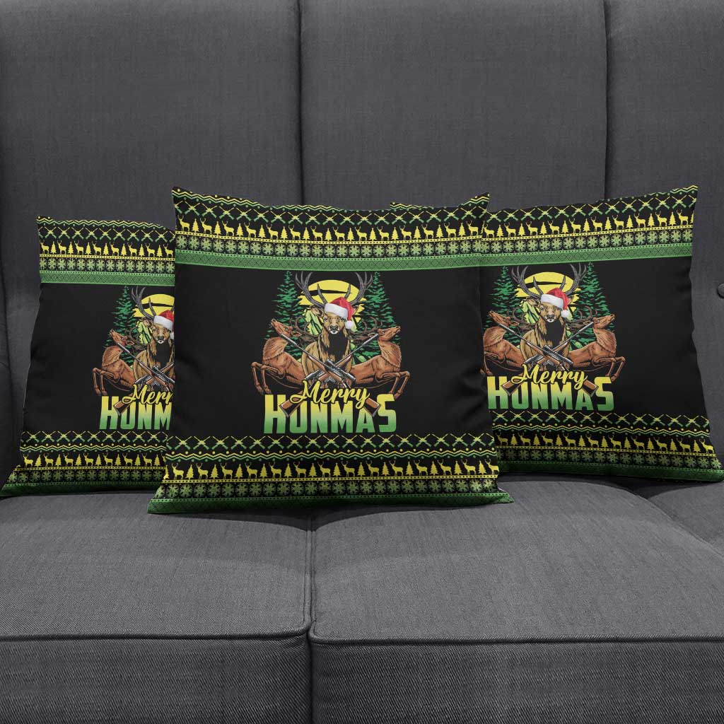 Merry Hunmas Pillow Cover Hunter Deer Santa Hat - Wonder Print Shop