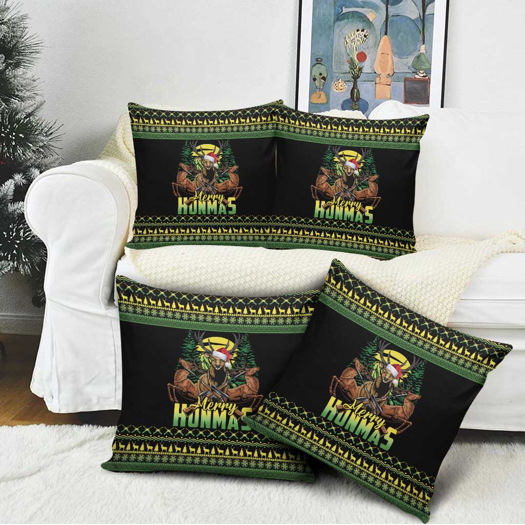 Merry Hunmas Pillow Cover Hunter Deer Santa Hat - Wonder Print Shop