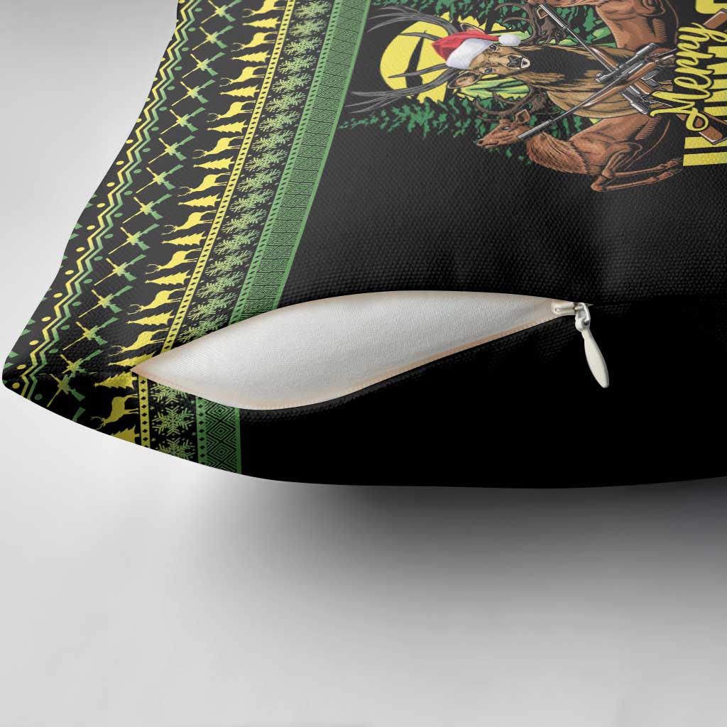Merry Hunmas Pillow Cover Hunter Deer Santa Hat - Wonder Print Shop