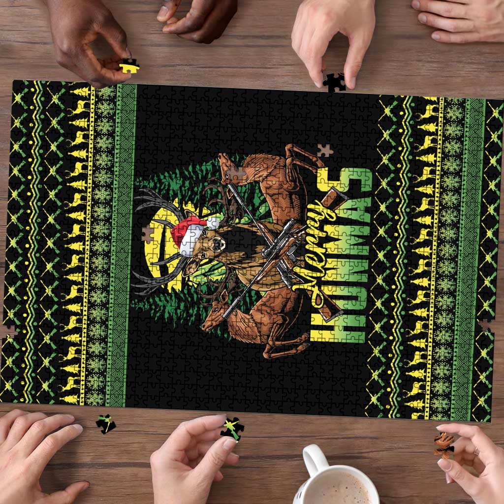Merry Hunmas Puzzle Hunter Deer Santa Hat - Wonder Print Shop