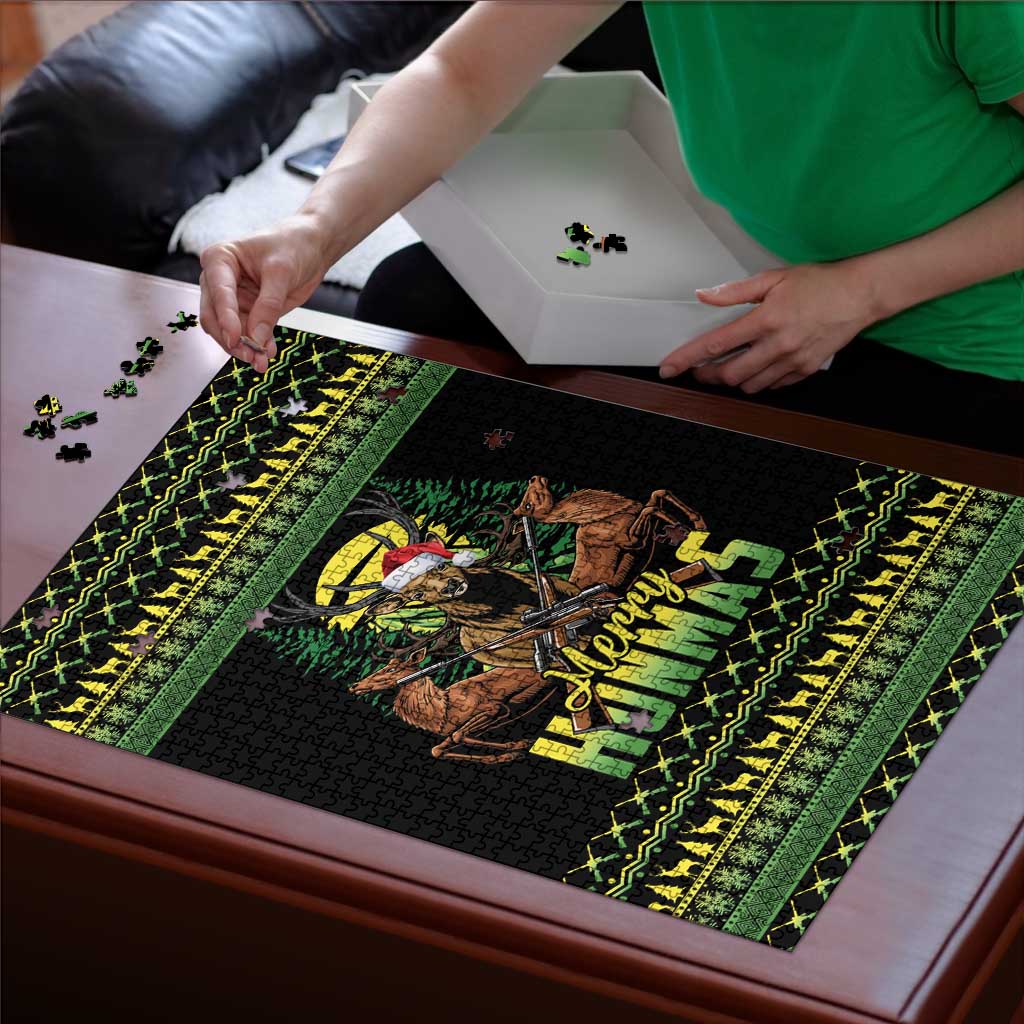 Merry Hunmas Puzzle Hunter Deer Santa Hat - Wonder Print Shop