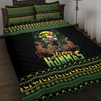 Merry Hunmas Quilt Bed Set Hunter Deer Santa Hat - Wonder Print Shop