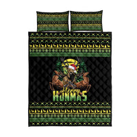Merry Hunmas Quilt Bed Set Hunter Deer Santa Hat - Wonder Print Shop