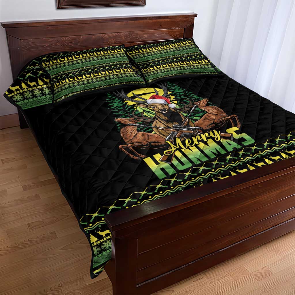 Merry Hunmas Quilt Bed Set Hunter Deer Santa Hat - Wonder Print Shop