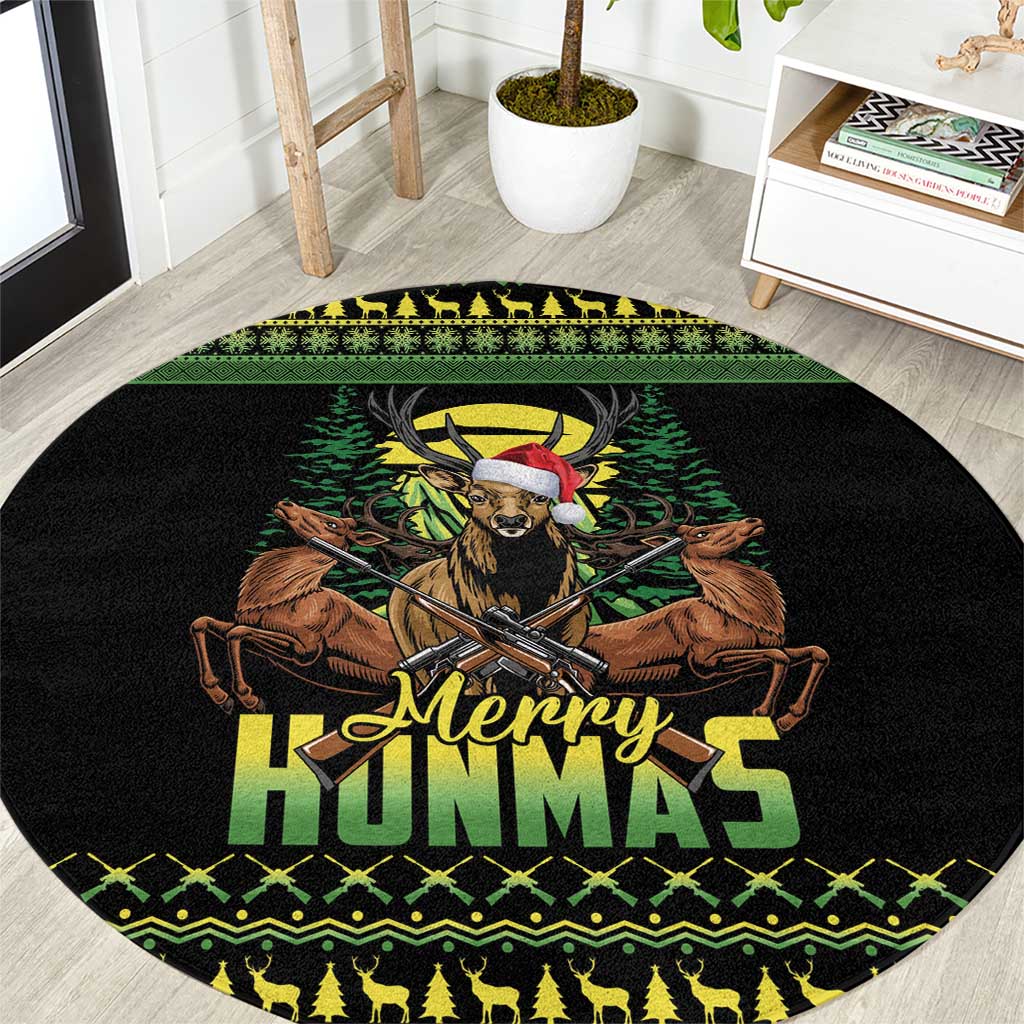 Merry Hunmas Round Carpet Hunter Deer Santa Hat - Wonder Print Shop