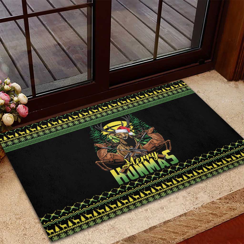 Merry Hunmas Rubber Doormat Hunter Deer Santa Hat - Wonder Print Shop
