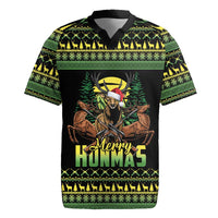 Merry Hunmas Rugby Jersey Hunter Deer Santa Hat - Wonder Print Shop
