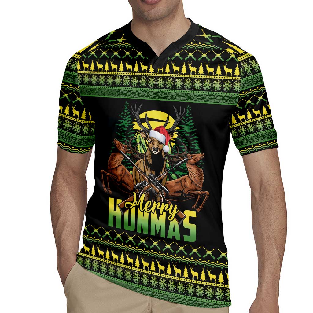 Merry Hunmas Rugby Jersey Hunter Deer Santa Hat - Wonder Print Shop