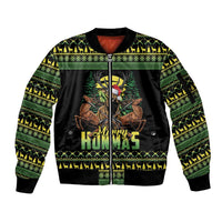 Merry Hunmas Sleeve Zip Bomber Jacket Hunter Deer Santa Hat - Wonder Print Shop
