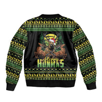 Merry Hunmas Sleeve Zip Bomber Jacket Hunter Deer Santa Hat - Wonder Print Shop